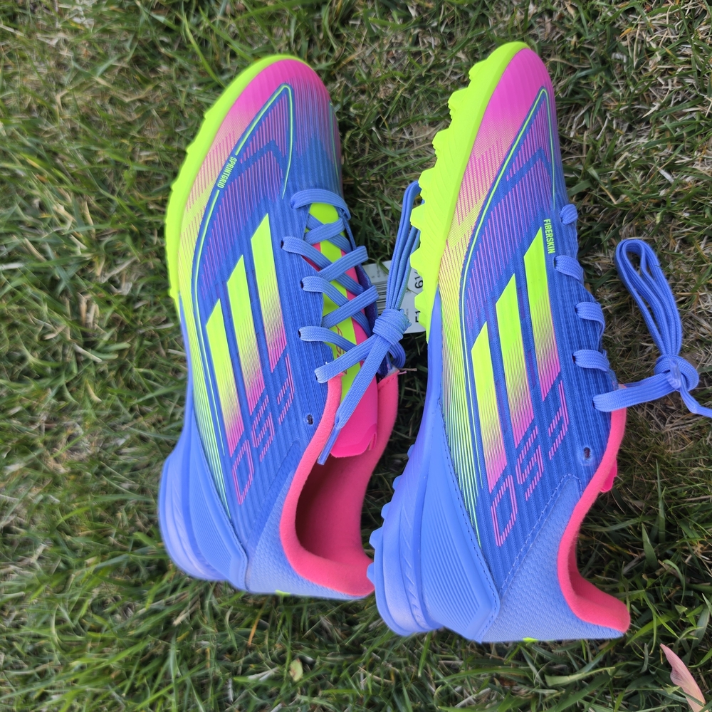 AdidasF50  Men/Women Blue Neon Yellow Pink Turf Soccer Shoes
